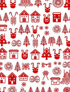 Festive Red Holiday Icons Repeat Rug