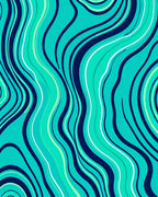Aqua Navy Wavy Stripe Design Rug