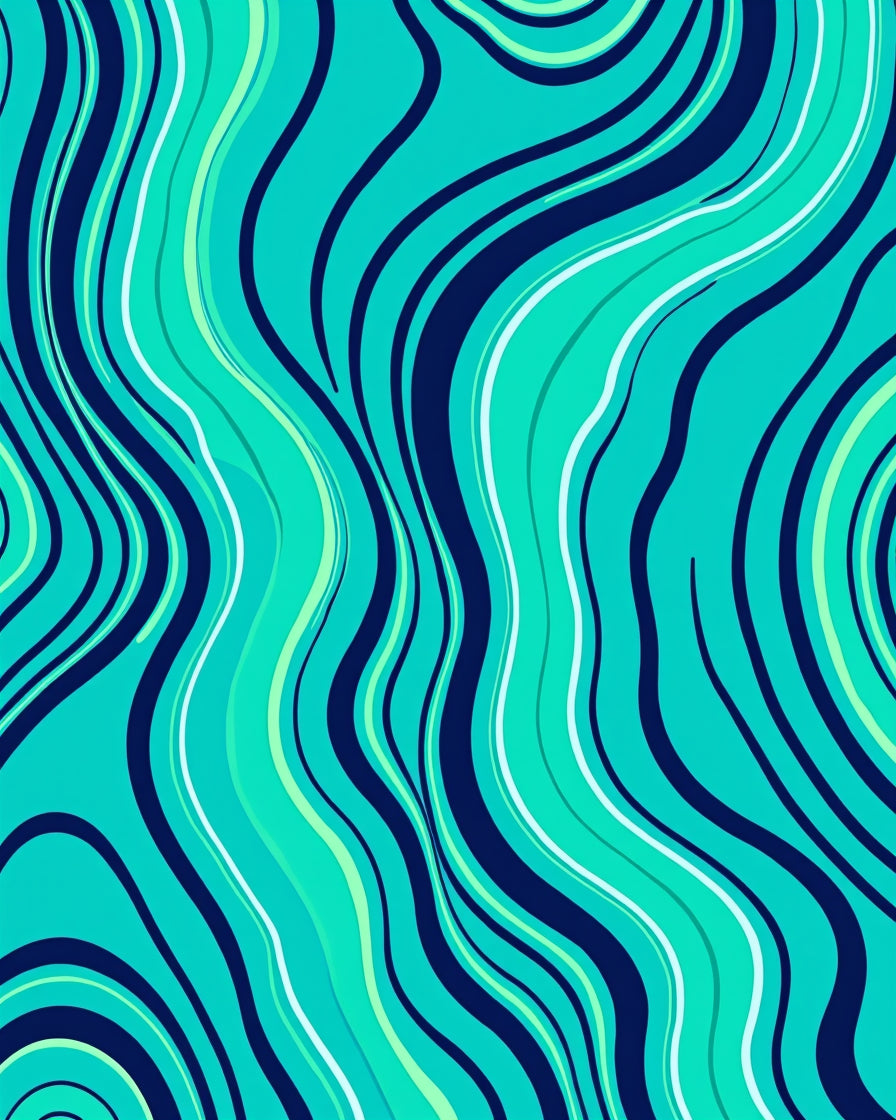 Aqua Navy Wavy Stripe Design Rug