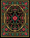 Ornate Floral Vines Black Rug