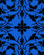 Black Floral Vine Pattern Rug