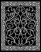 Black White Traditional Floral Pattern Rug