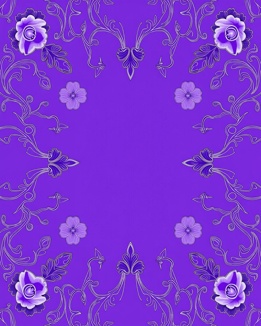 Elegant Floral Leaf Filigree Pattern Rug