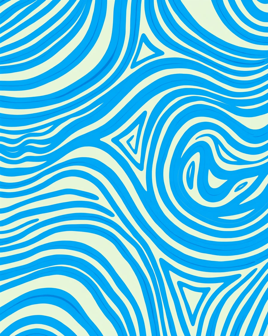 Blue Organic Swirl Pattern Rug