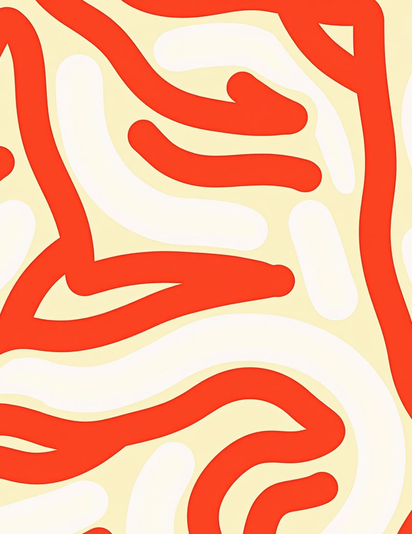 Bold Orange White Abstract Swirls Rug