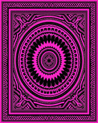 Vivid Pink Radial Mandala Art Rug