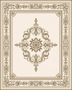 Elegant Floral Scrollwork Frame Rug