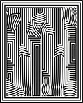 Abstract Black White Striped Maze Rug