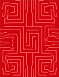 Geometric Labyrinth Red Pattern Rug