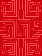 Geometric Labyrinth Red Pattern Rug