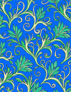 Vibrant Blue Green Leaf Swirl Rug