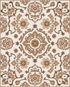 Ornate Floral Scrollwork And Flower Rug