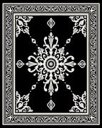 Black White Ornamental Floral Medallion Rug