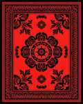 Bold Red Black Floral Ornamental Rug