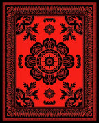 Bold Red Black Floral Ornamental Rug