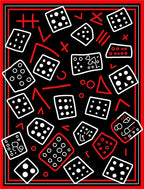 Bold Dice Shapes Red White Pattern Rug