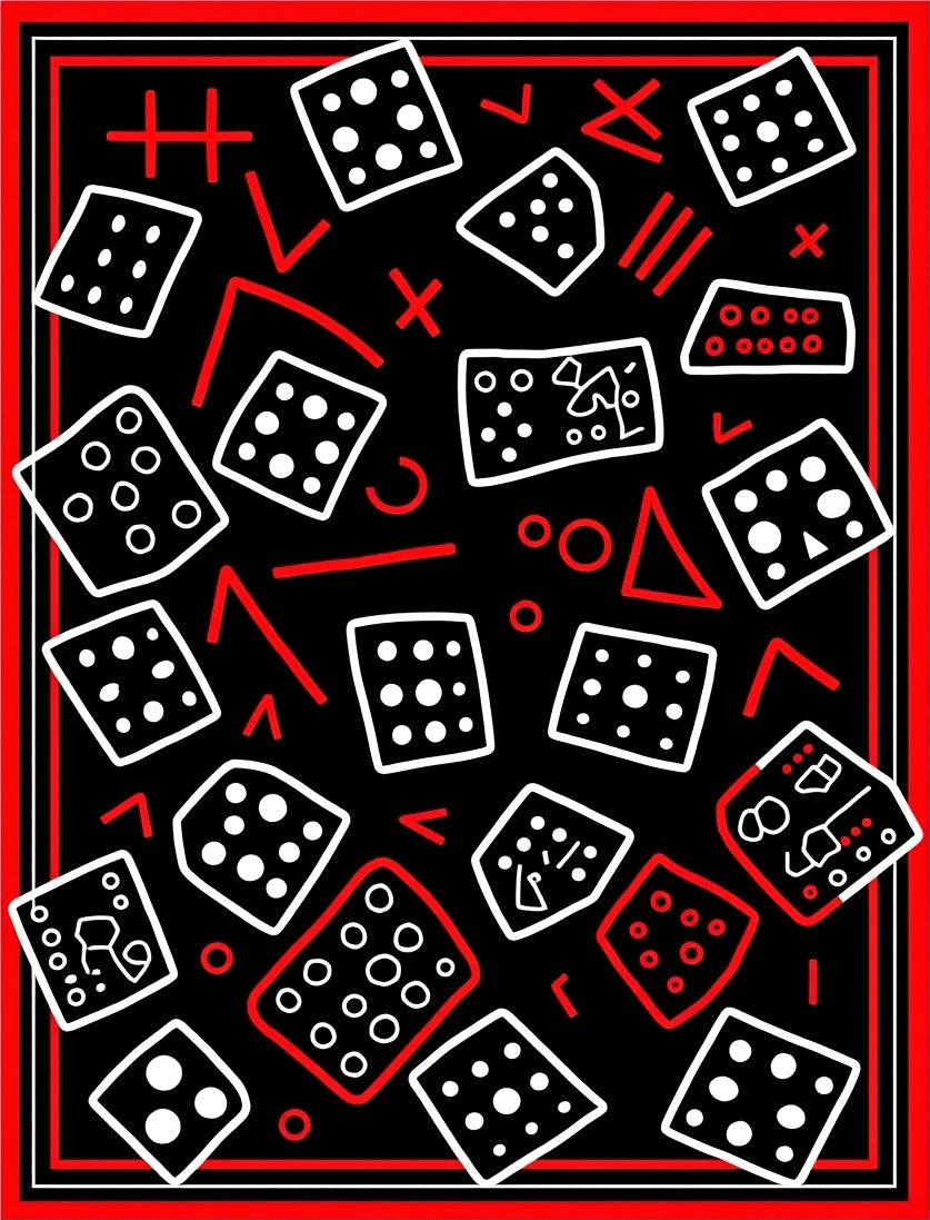 Bold Dice Shapes Red White Pattern Rug