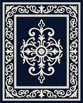 Elegant Ivory Scrollwork Motif Rug