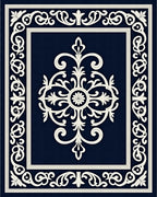 Elegant Ivory Scrollwork Motif Rug