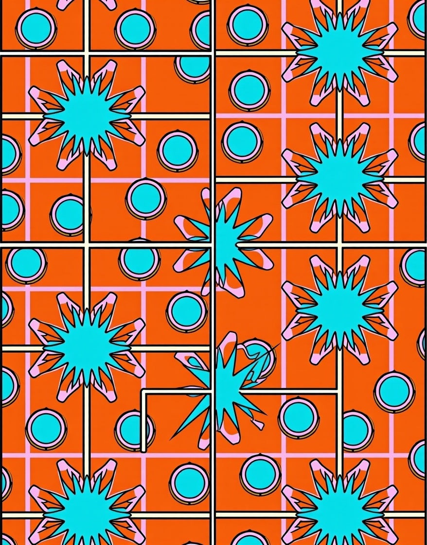 Retro Sunburst Circle Pattern Rug
