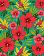 Tropical Bird Blossom Pattern Rug