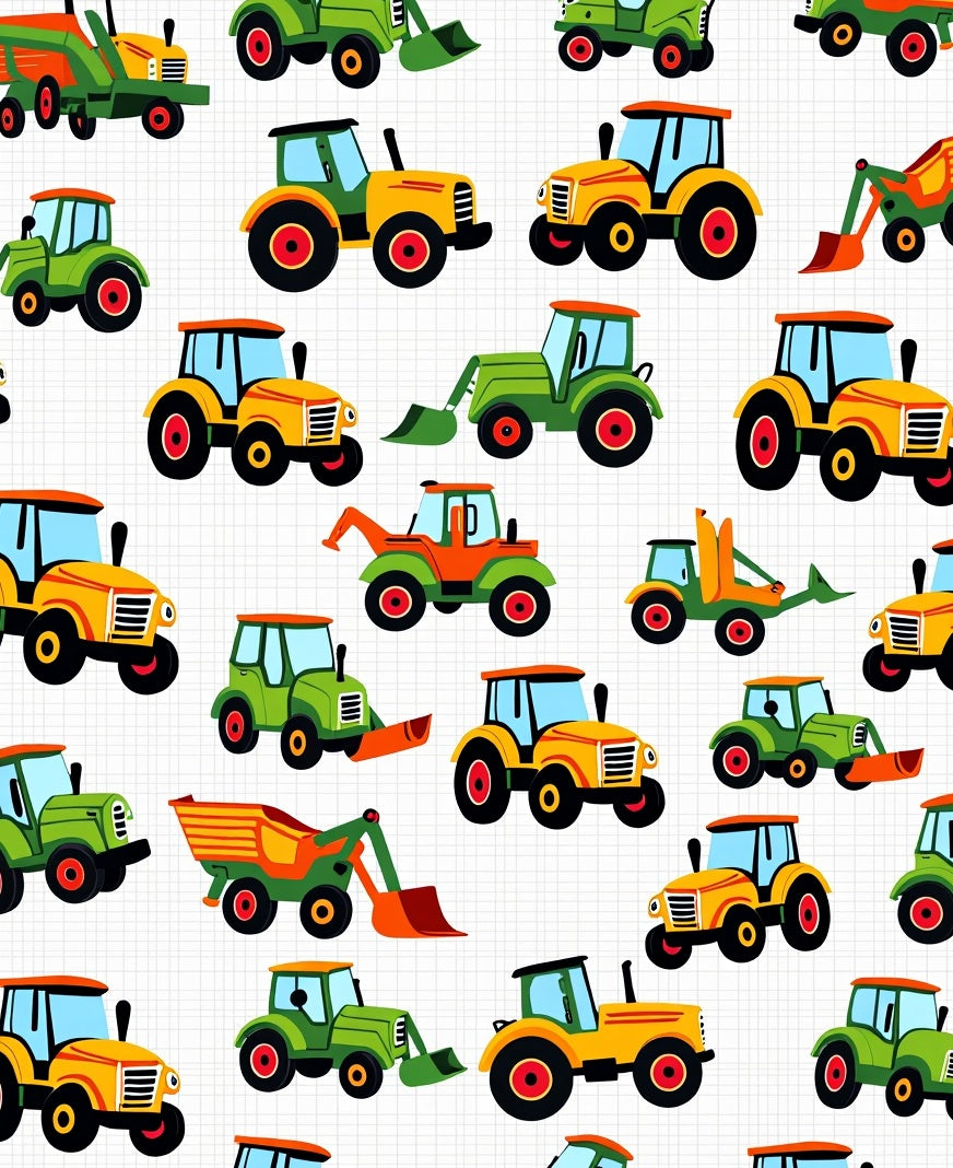 Vibrant Tractor Pattern Fun Design Rug