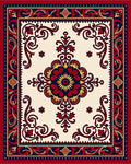 Ornate Floral Red Navy Medallion Rug