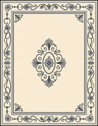 Elegant Gray Floral Scroll Medallion Rug