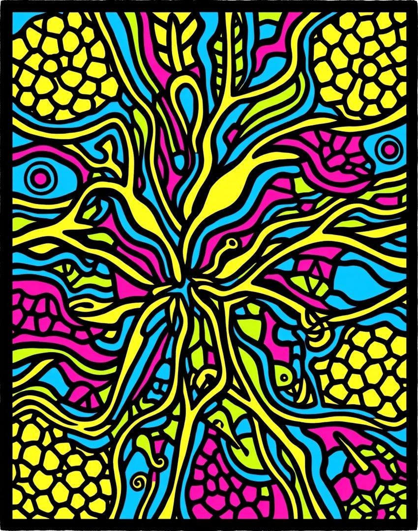 Abstract Neural Vine Pattern Rug