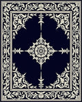 Dark Cream Ornate Floral Rectangular Rug