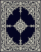Dark Cream Ornate Floral Rectangular Rug