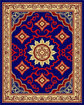 Rich Blue Floral Starburst Ornament Rug