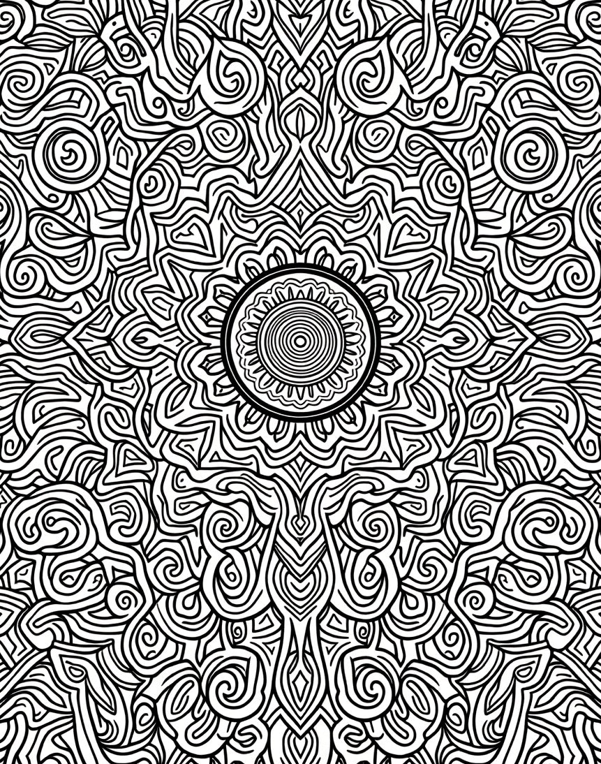 Black White Intricate Mandala Design Rug
