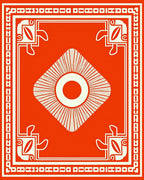 Bold Red And Cream Geometric Medallion Rug