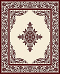 Ornate Floral Medallion Border Design Rug
