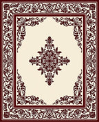 Ornate Floral Medallion Border Design Rug