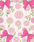 Pink Daisy Bow Pattern Design Rug