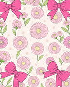 Pink Daisy Bow Pattern Design Rug