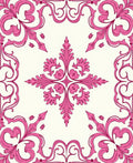 Elegant Pink Floral Scroll Pattern Rug