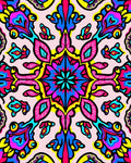 Vibrant Teal Blue Magenta Yellow Pattern Design Rug