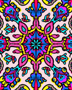 Vibrant Teal Blue Magenta Yellow Pattern Design Rug