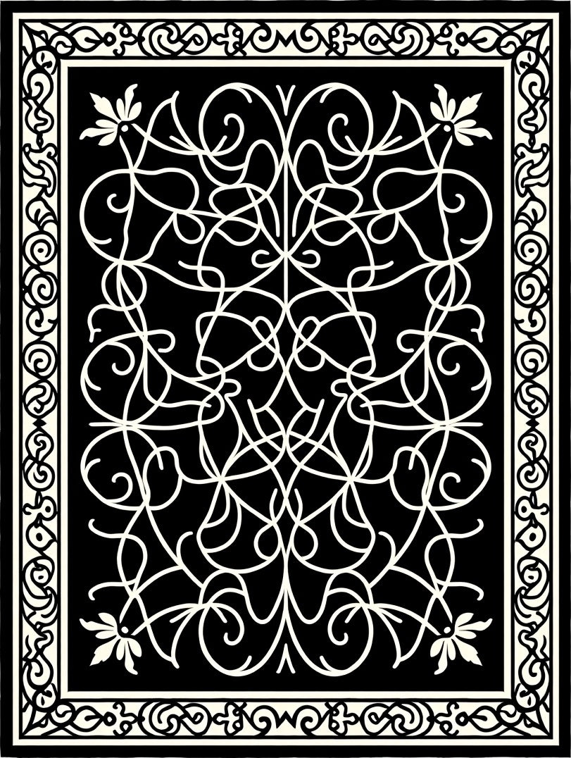 Intricate Scrollwork Floral Pattern Rug