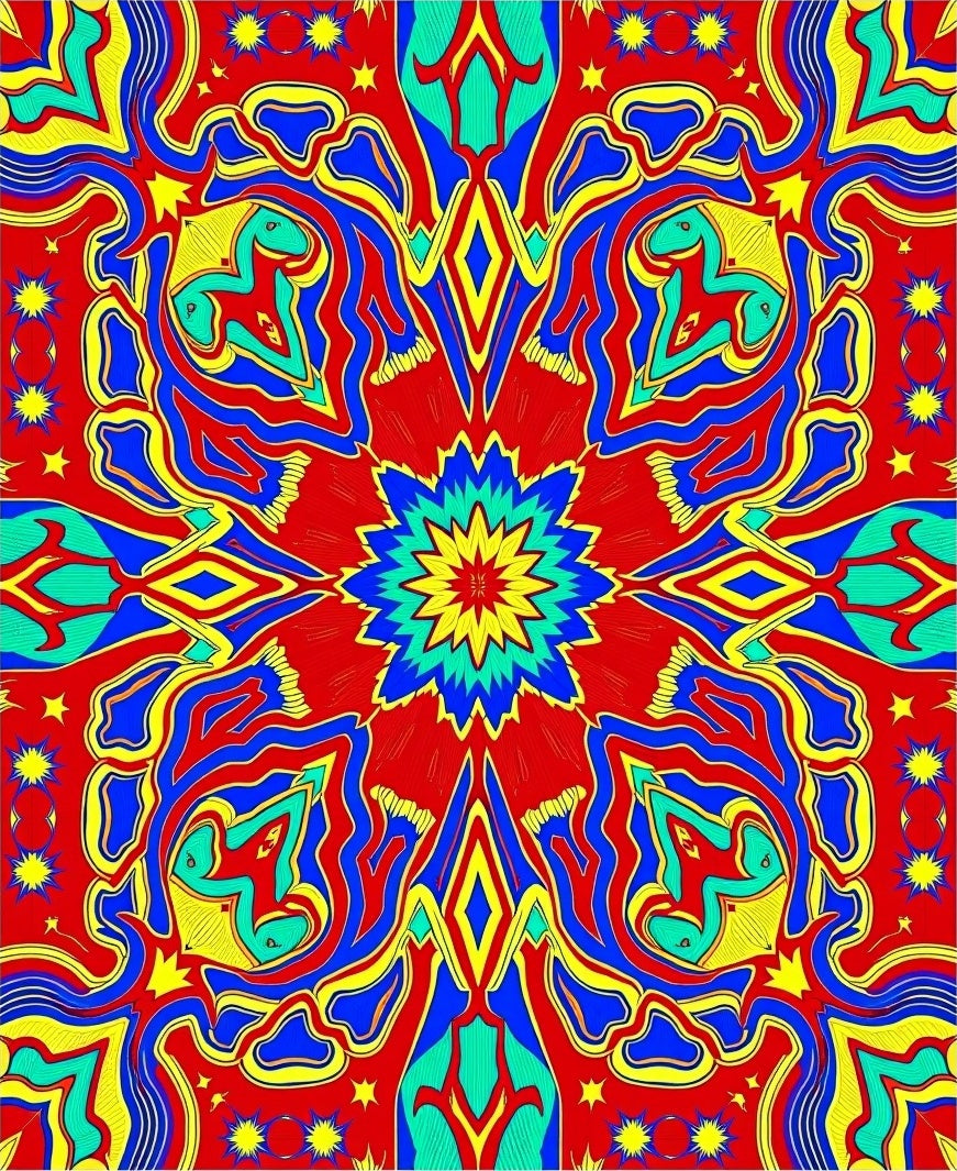 Vibrant Abstract Psychedelic Swirls Rug