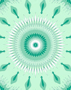 Teal Sunburst Mandala Pattern Rug