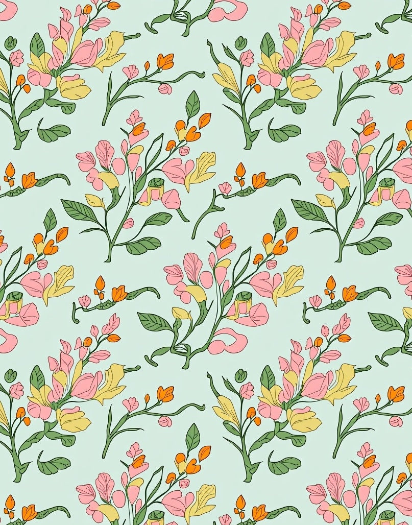 Delicate Floral Pattern With Pastel Hues Rug