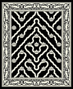 Ornate Black Cream Floral Pattern Rug