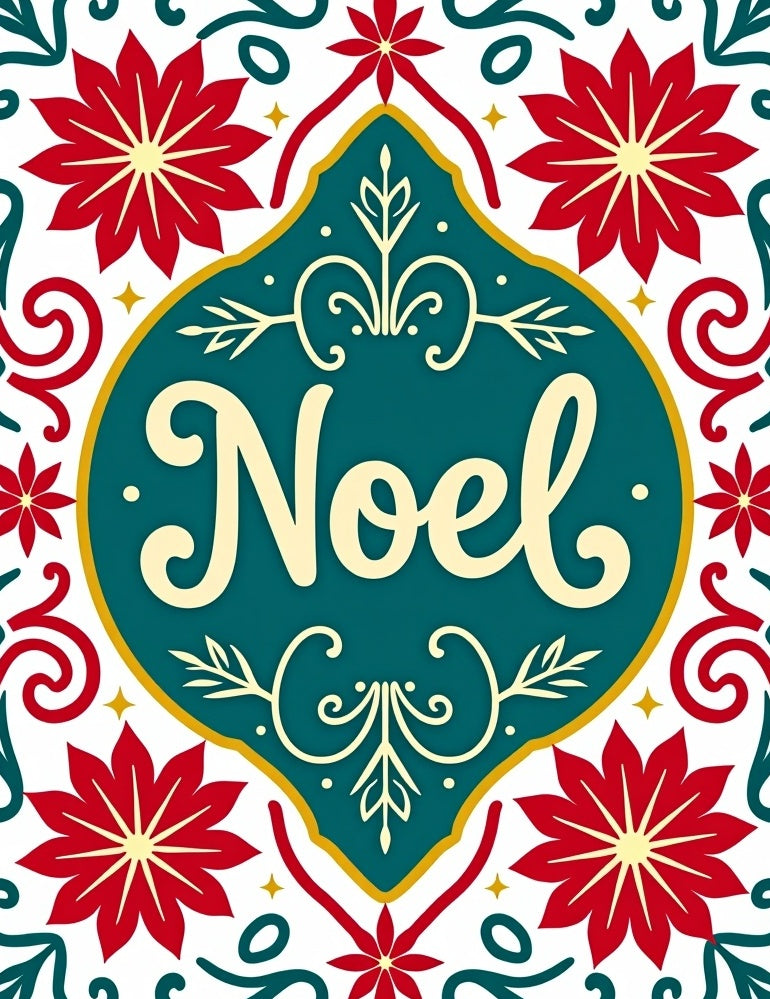 Crimson Noel Floral Swirl Medallion Rug