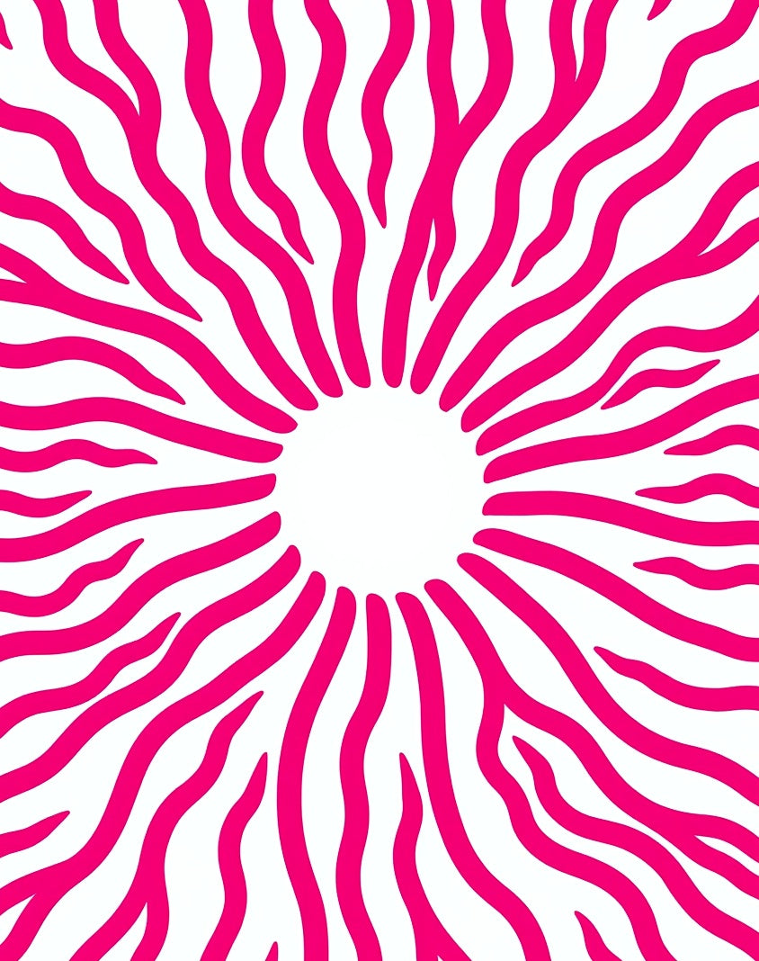 Bold Pink Radial Waves Pattern Rug