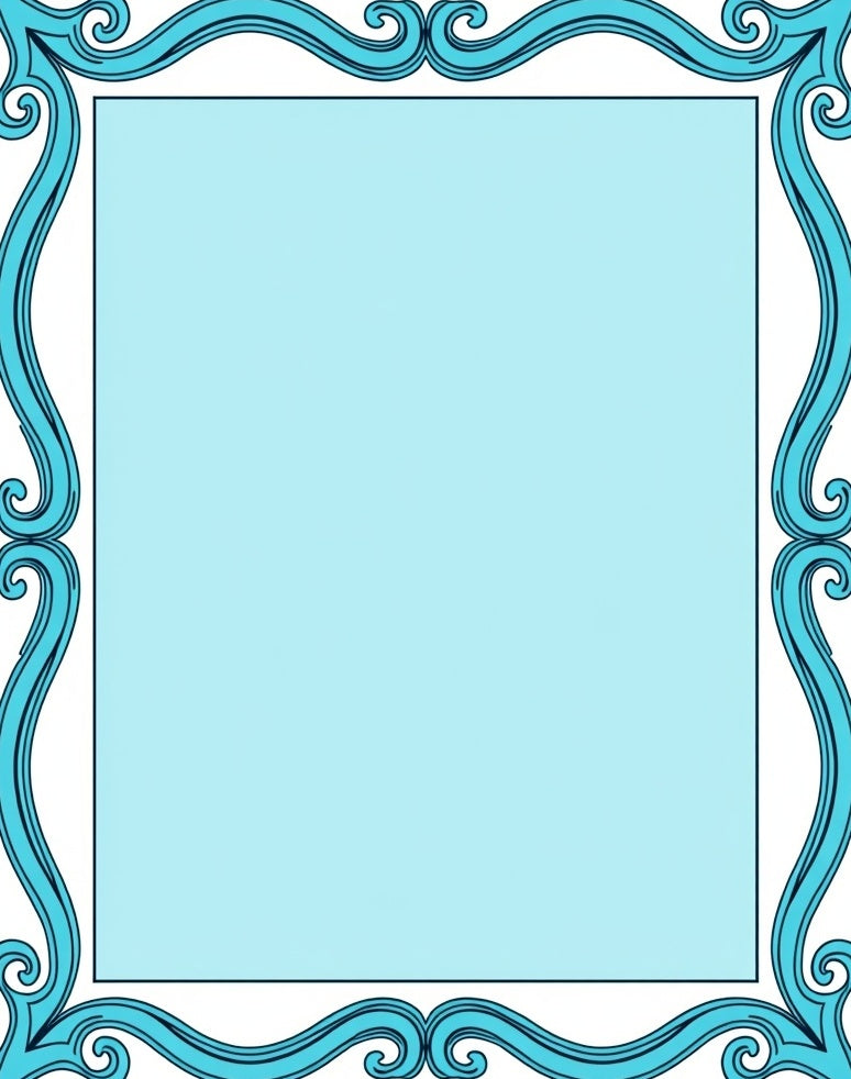 Aqua Swirls Decorative Border Rug