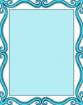 Aqua Swirls Decorative Border Rug